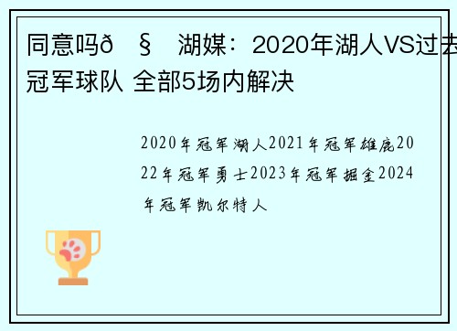 同意吗🧐湖媒：2020年湖人VS过去4年冠军球队 全部5场内解决
